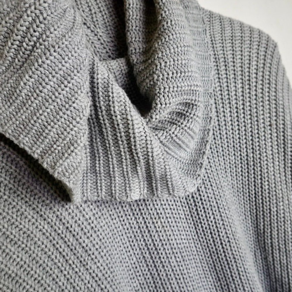 Gray American Apparel Cable Knit Jumper with Cowl Neck • Grey